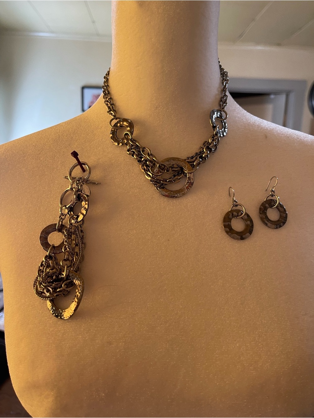 Cookie Lee Hammered Mixed Metal Necklace Set B2